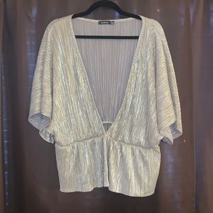 Metallic Plus Size Peplum Top